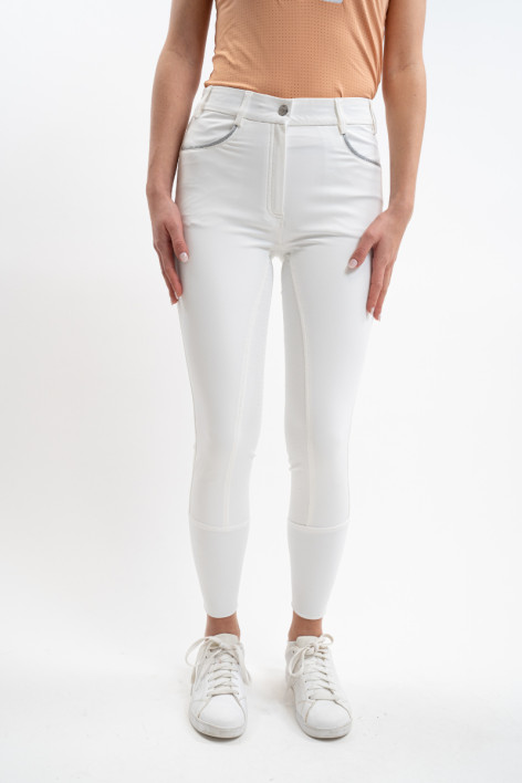 Pantalones de equitación Boogie de asiento integral para mujer - Blanco (Blanco)