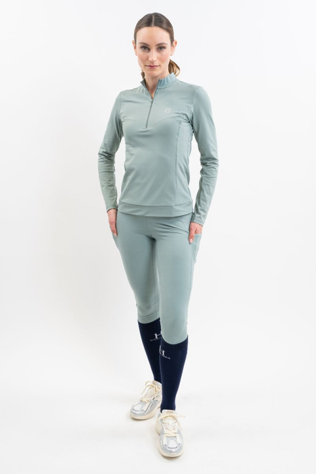 Tess Technisch damespoloshirt - Grijsgroen