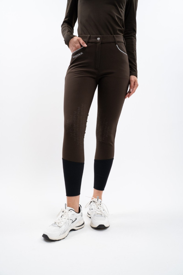 Pantal&oacute;n de equitaci&oacute;n Jaltika Fix system grip - Cacao (Marr&oacute;n oscuro)