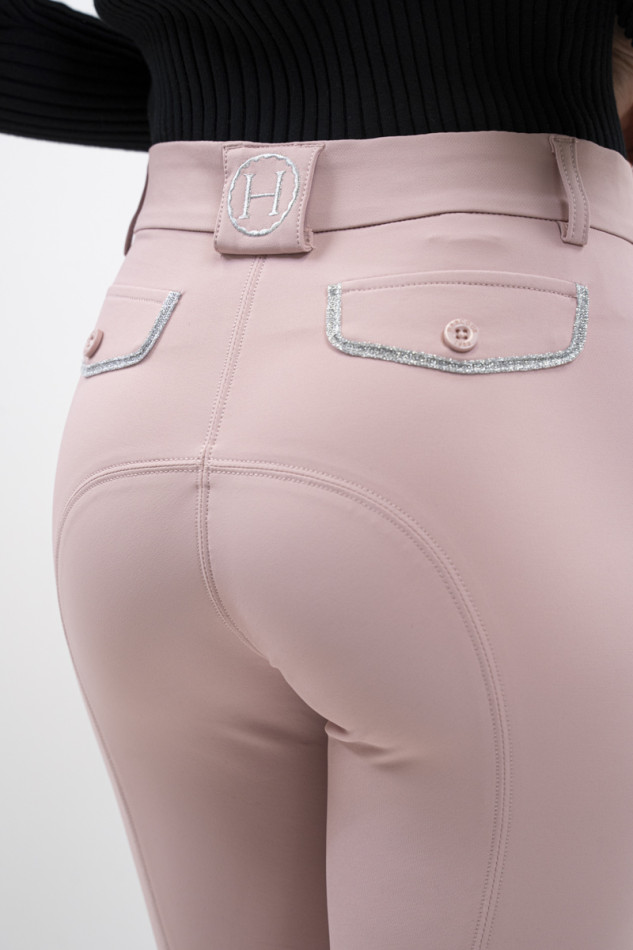 Pantal&oacute;n de equitaci&oacute;n Jaltika Fix system grip - Peony (Rosa claro)