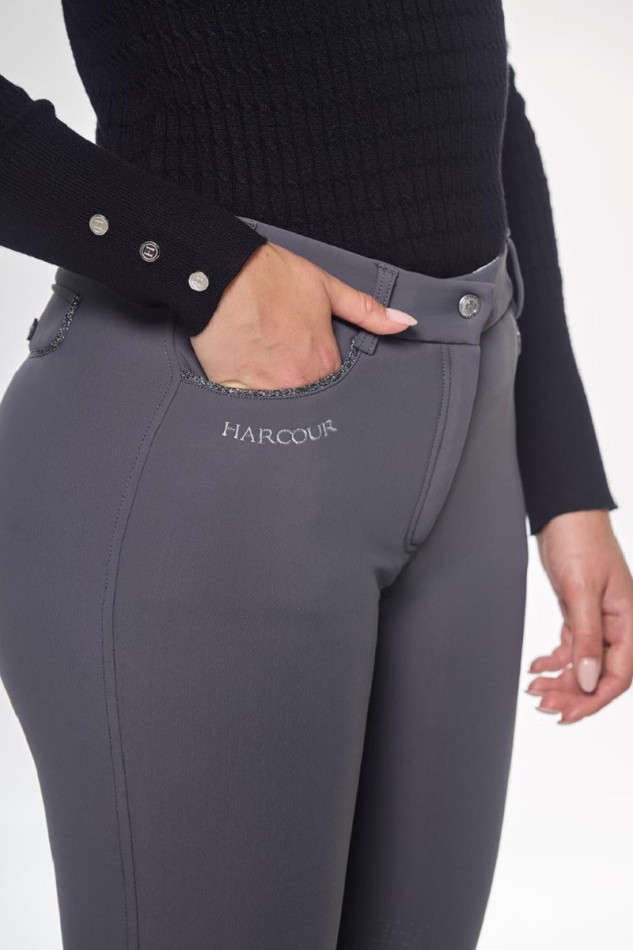 Jaipur Pantalon polaire &eacute;quitation fix system grip Femme - Anthracite Grey