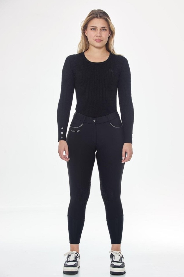 Jaipur Pantalon polaire &eacute;quitation fix system grip Femme - Noir (Black)