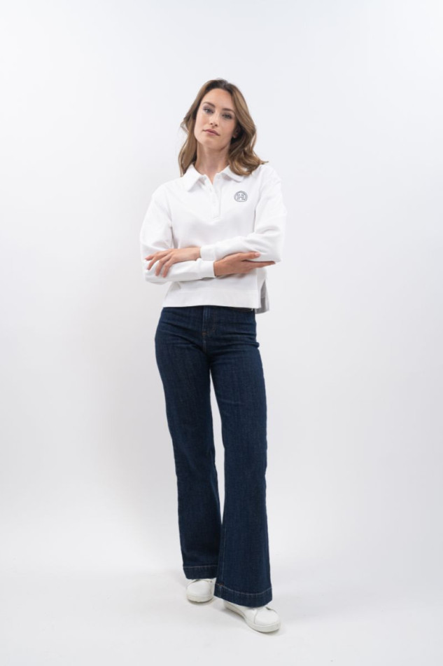 Alisson Polo Sweat Top - Wit