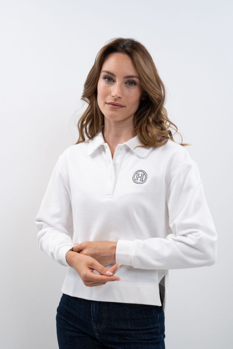 Alisson Polo Sweat Top - Wit
