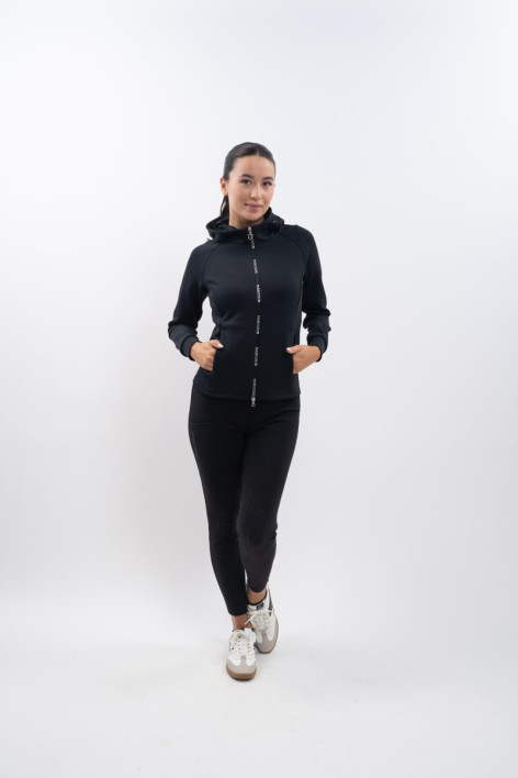 Top felpato con zip tecnica Ava Donna - Nero