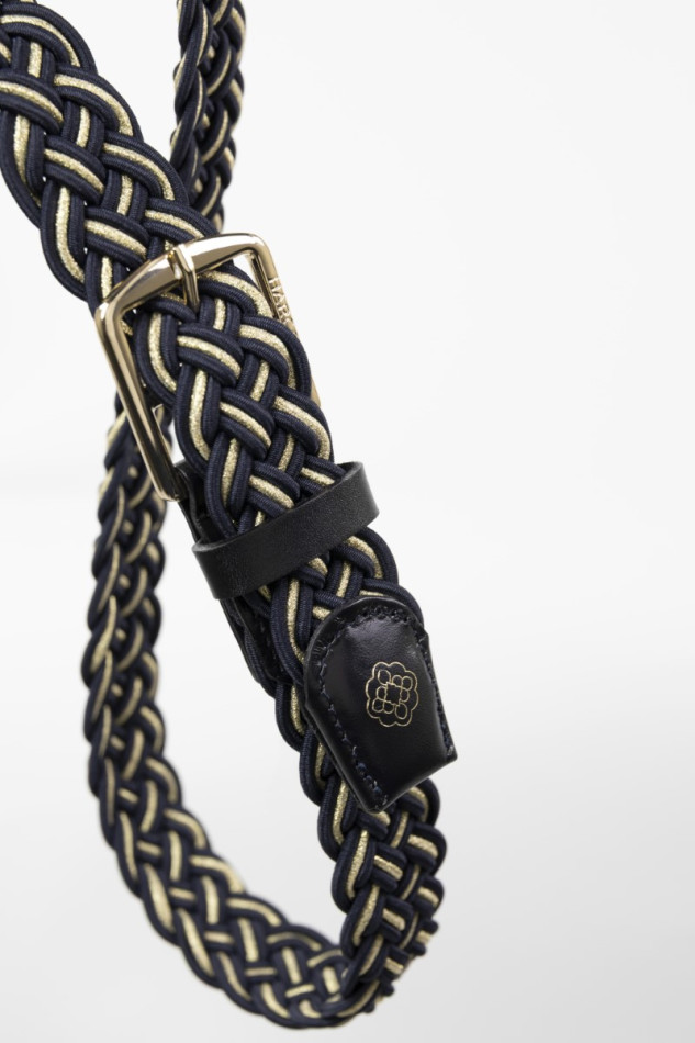 Charline Versailles elastische riem - Navy/Lichtgoud