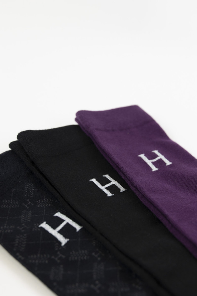 Aiko Chaussettes (x3 paires) - Dark purple/Black/Tartan