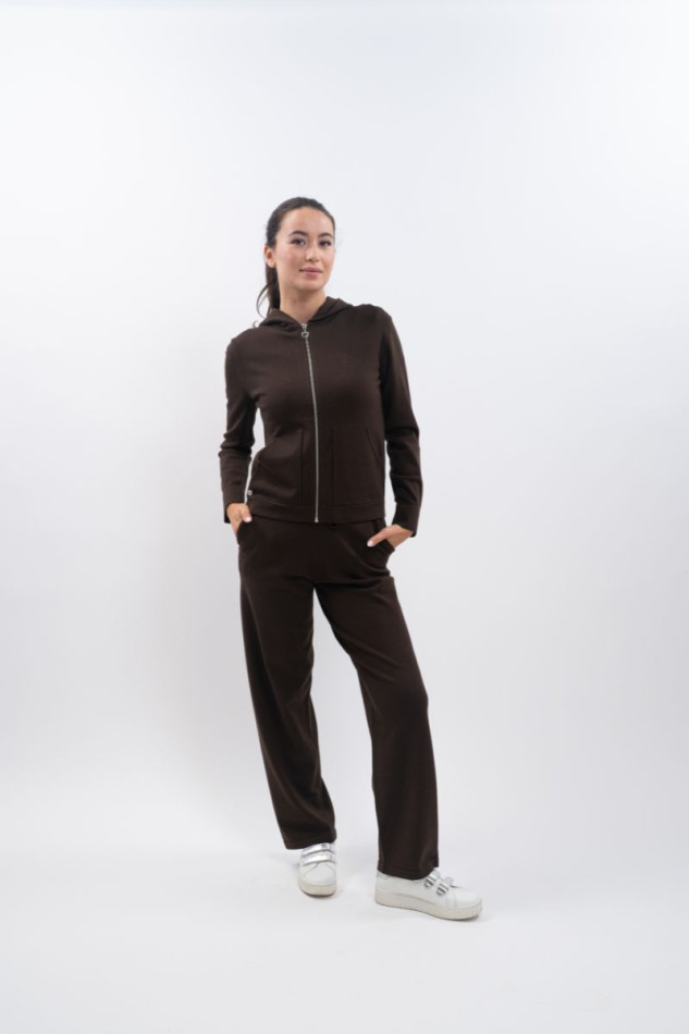 Amelie Strick-Sweatshirt mit Reißverschluss für Frauen - Cacao (Dark brown) Amelie Strick-Sweatshirt mit Reißverschluss für Frauen - Cacao (Dark brown)