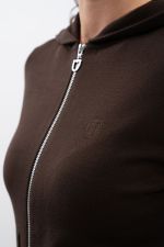 Amelie Women's knitted zip-up sweater - Cacao (Dark brown) Amelie Women's knitted zip-up sweater - Cacao (Dark brown)