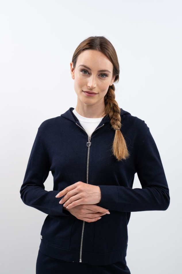 Amelie Gebreide trui met rits - Navy