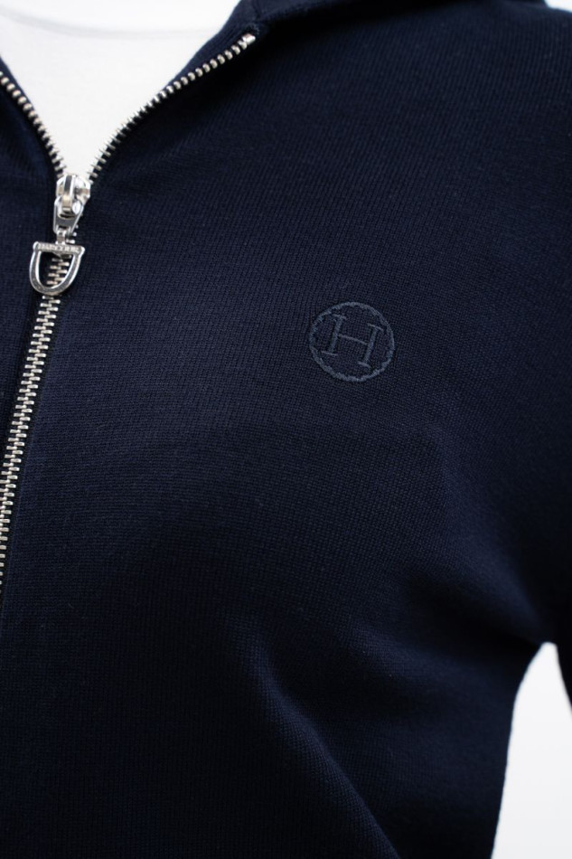 Amelie Gebreide trui met rits - Navy