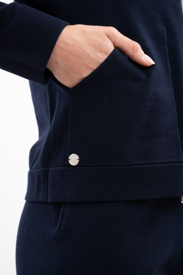Amelie Gebreide trui met rits - Navy