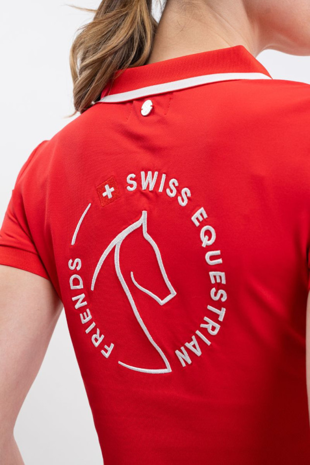 Douve Polo Damen SWISS EQUESTRIAN FRIENDS - Rot (Red)