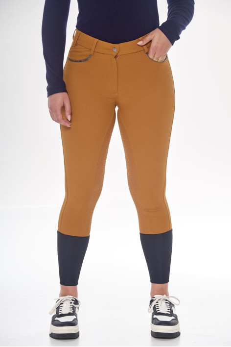 Pantalón de equitación Boogie de asiento integral para mujer - Amarillo dorado
