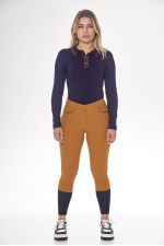Pantalón de equitación Boogie de asiento integral para mujer - Amarillo dorado Pantalón de equitación Boogie de asiento integral para mujer - Amarillo dorado