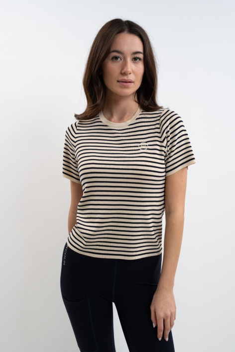 Tzimi Vrouwen T-shirt - Linnen/Navy