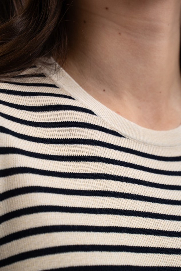 Tzimi Vrouwen T-shirt - Linnen/Navy Tzimi Vrouwen T-shirt - Linnen/Navy