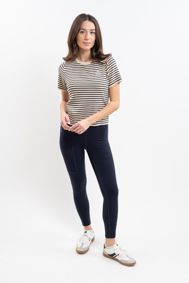 Camiseta de mujer Tzimi - Lino/Azul marino Camiseta de mujer Tzimi - Lino/Azul marino