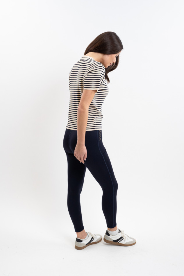 Camiseta de mujer Tzimi - Lino/Azul marino Camiseta de mujer Tzimi - Lino/Azul marino