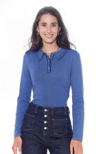 Polo de mujer Popi ML - Azul acero Polo de mujer Popi ML - Azul acero