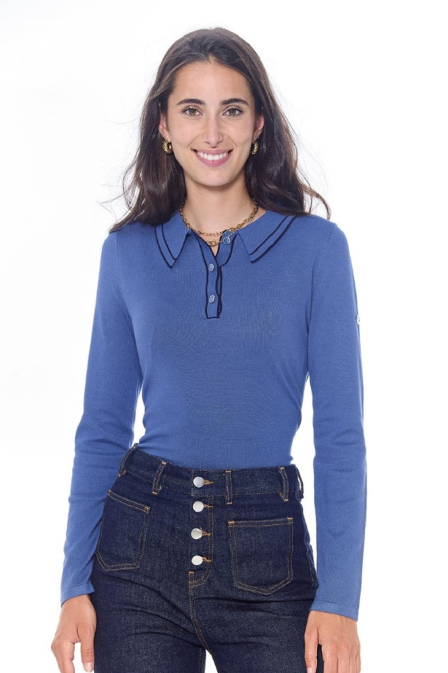 Popi Polo ML Femme - Steel Blue