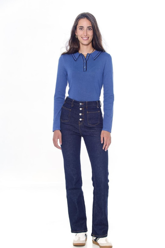 Polo de mujer Popi ML - Azul acero Polo de mujer Popi ML - Azul acero