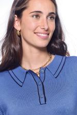 Polo de mujer Popi ML - Azul acero Polo de mujer Popi ML - Azul acero