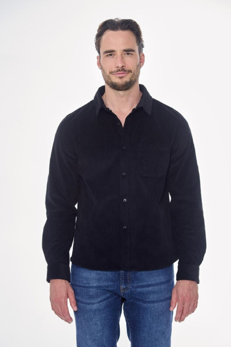 Shavi Camisa de terciopelo para hombre - Negra