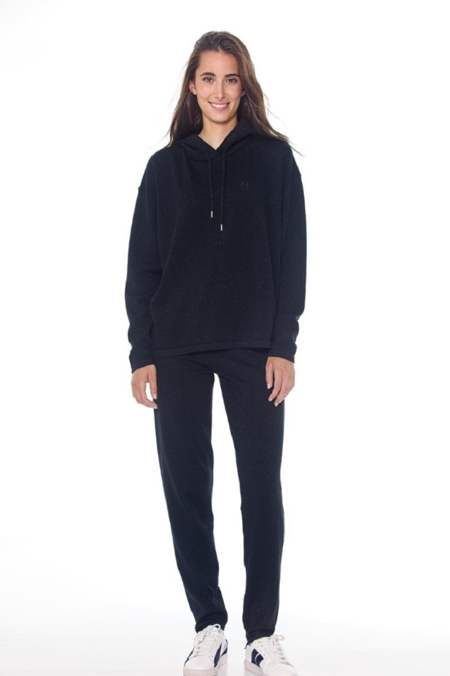 Camiseta de chándal Swambo para mujer - Negro brillante Camiseta de chándal Swambo para mujer - Negro brillante