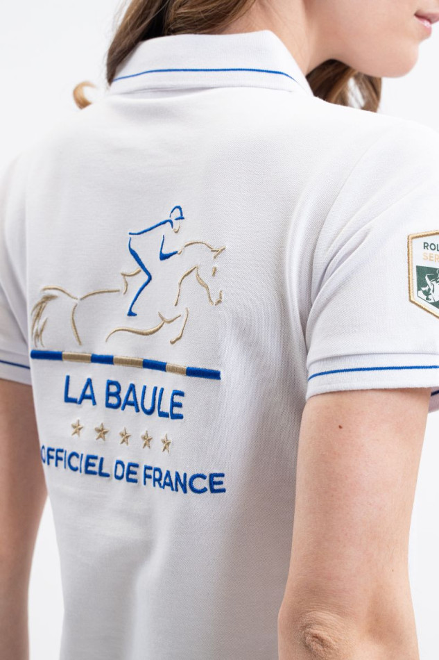 PAVOTAH Polo de mujer CSIO LA BAULE ROLEX SERIES - Blanco
