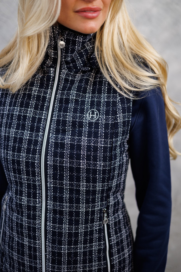 Best Of Dames Winter 23 Mouwloos Vest - Tweed Navy/Wit Best Of Dames Winter 23 Mouwloos Vest - Tweed Navy/Wit