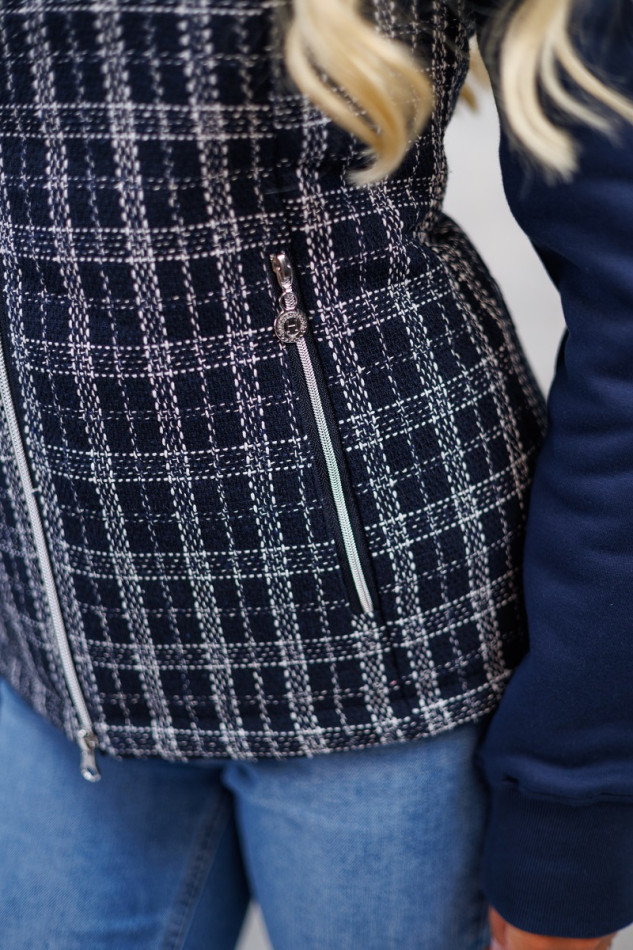 Best Of Dames Winter 23 Mouwloos Vest - Tweed Navy/Wit Best Of Dames Winter 23 Mouwloos Vest - Tweed Navy/Wit