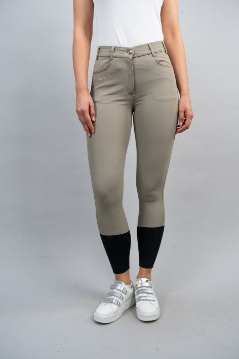 Pantaloni da equitazione Jaltika Fix System Grip - Beige/Oro chiaro