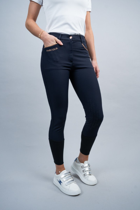 Pantaloni da equitazione Jaltika Fix System Grip - Navy/Rose Gold