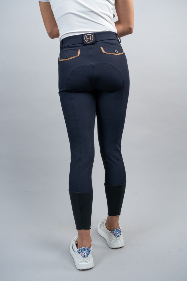Pantalón de equitación Jaltika Fix System Grip - Azul marino/Oro rosa Pantalón de equitación Jaltika Fix System Grip - Azul marino/Oro rosa
