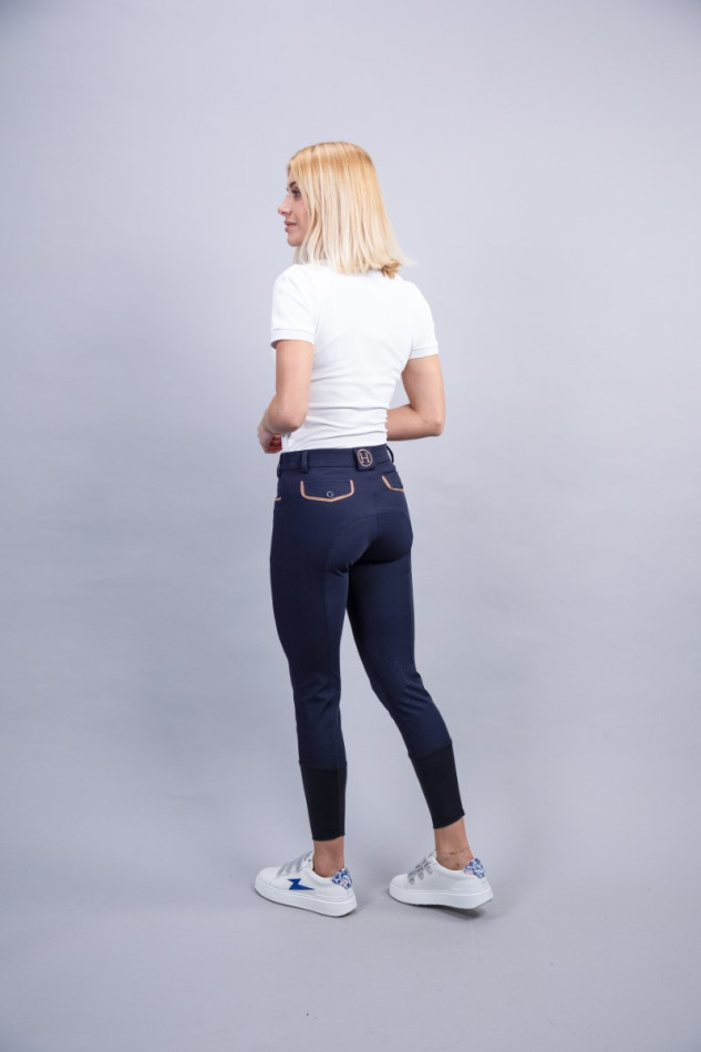Pantalón de equitación Jaltika Fix System Grip - Azul marino/Oro rosa Pantalón de equitación Jaltika Fix System Grip - Azul marino/Oro rosa